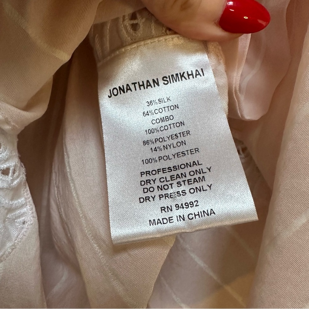 Jonathan Simkhai Pink and white pin-striped silk and lace Top - Picture 5 of 9